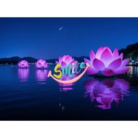 Éclairage LED gonflable au sol personnalisé fleur de Lotus fleurs gonflables indiennes géantes pour la décoration de mariage