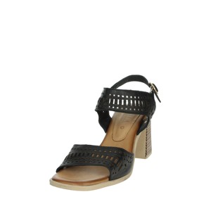 Sandali da donna neri alla moda con tacco comode scarpe da sposa 160792 in raso e pelliccia con punta quadrata - Product Image 6