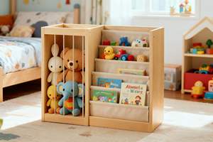 منظم غرفة اللعب من جيه كيو 2 في 1 لتخزين الألعاب المحشوة ورف للكتب للأطفال في غرفة الأطفال والحضانة وغرفة النوم - Product Image 6