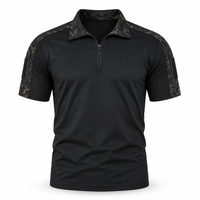 Camisa Táctica para Hombre, Manga Corta, Media Cremallera, Cuello Alto, Secado Rápido, Transpirable, Camuflaje, Entrenamiento al Aire Libre, Venta al Por Mayor