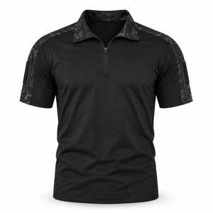 Chemise Camouflage <span class=keywords><strong>Homme</strong></span> Formelle à Manches Courtes et Demi-Zip, Coupe Droite, Séchage Rapide, Respirante, pour Entraînement en Extérieur, Vente en Gros - Product Image 1
