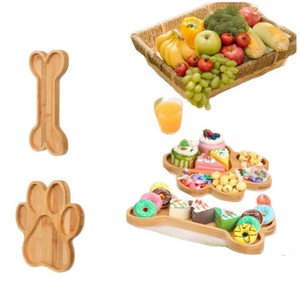 Wooden Serving <b>Tray</b> Paw And Bone Shape For <b>Snacks</b> Desserts Party Display - Product Image 4
