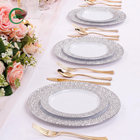 Assiettes jetables en plastique PS transparentes écologiques de 10 pouces, vaisselle élégante pour mariage, fête et événements, vente en gros