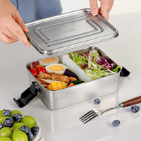 Boîte à bento en métal AOHEA pour enfants, récipient écologique sans BPA, 1000 ml, réutilisable, lavable au lave-vaisselle, boîte à lunch en acier inoxydable