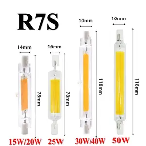 หลอดไฟ LED R7S 78มม. 15W 20W COB,หลอดไฟ118มม. 30W 40W R7S หลอดไฟข้าวโพด J78 J118 AC220V 110V ไฟหลอดฮาโลเจน50W หลอด