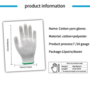 Guante de trabajo de seguridad de protección industrial Guantes de punto de algodón a mano para trabajar lejía algodón blanco 40g 50g para el mercado saudí - Product Image 4