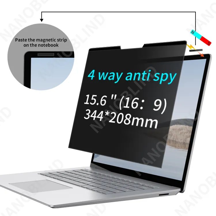 Magnetic 2/4 Way Laptop Privacy Screen 15.6 Inch Compatible with HP/ Dell/ Acer/ Samsung/Asus/ Lenovo BLC Privacy Filter