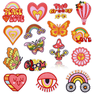 แพทช์ปักลายดอกทานตะวันสีส้มชมพูสำหรับฤดูร้อน แพทช์ปักลายสันติภาพสำหรับติดหมวก แพทช์ปักลายรีดติดเสื้อผ้าเด็กสำหรับตกแต่ง - Product Image 5