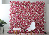 G94 Fond de mur de fleurs simulées de mariage Décoration de panneau de fleurs Rose Faux 5d Roll up Flower Wall for Party Celebration
