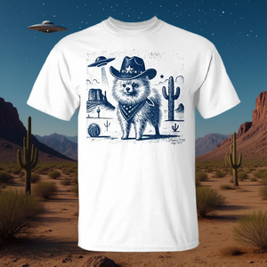 Camiseta Pomeranian Cowboy Dog Vintage Western Desert Alien - Product Image 3