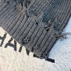 Bonnet tricoté chaud unisexe style streetwear américain, motif déchiré, pour l'hiver, style hip-hop punk - Product Image 4