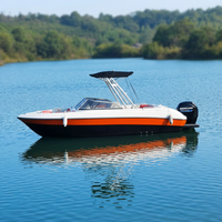 Bateau en fibre de verre avec pare-brise, auvent bimini, coque en V profond, yacht rapide avec moteur hors-bord Mercury 150 CV, bateau rapide pour passagers