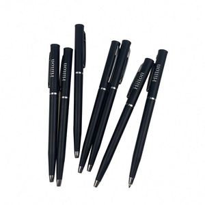 Stylos à bille noirs en plastique torsadés, vente en gros, cadeaux promotionnels personnalisés, stylos fins avec logo de l'hôtel Hilton - Product Image 2