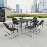Ensemble table et chaises de salle à manger KD personnalisable, moderne, durable, en acier, imperméable, noir, meubles d'extérieur, salon, patio/cour