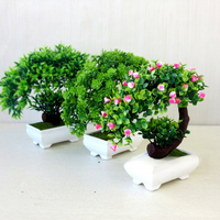 Simulation d'arbres miniatures, plantes artificielles, bonsaïs, pots de fleurs en plastique, plantes vertes, fleurs en pot, ornements