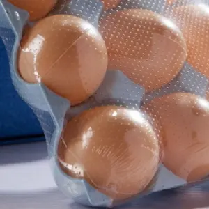 Película retráctil microperforada de poliolefina para embalaje de huevos y pan