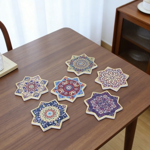 Juego <span class=keywords><strong>de</strong></span> Posavasos con Forma <span class=keywords><strong>de</strong></span> <span class=keywords><strong>Estrella</strong></span> Mandala, Posavasos <span class=keywords><strong>de</strong></span> Cerámica Absorbente con Base <span class=keywords><strong>de</strong></span> Corcho, Posavasos Florales Bohemios <span class=keywords><strong>para</strong></span> Mesa <span class=keywords><strong>de</strong></span> Café - Product Image 1