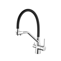 Robinet de cuisine classique moderne en laiton avec filtre à eau pure, finition chromée, monocommande, douchette extractible, montage sur plan, mitigeur chaud/froid 1