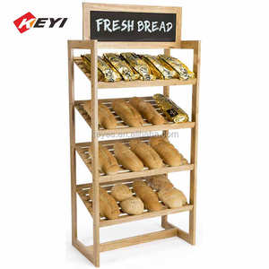 Farmers Market ขนมปังจอแสดงผล4 Slatted ชั้นวางแร็คสำหรับขนมปัง - Product Image 1