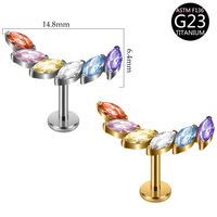 Freya Astm F136 Fashion Stud Earrings Unisex Titanium Gold-plated Zircon Labret Stud Earrings Sexy Wedding Body Jewelry Romantic