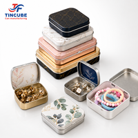 Boîtes en métal miniatures haut de gamme à charnière, portables, avec couvercle rabattable, pour baume à lèvres, cosmétiques, bijoux, petits accessoires, designs personnalisés