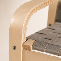 Fauteuil en bois courbé tressé de style nordique moderne, respirant, à dossier haut, en bois de bouleau, pour salon et balcon