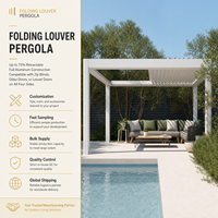 Pérgola de Aluminio, Tamaño Personalizado, Estructura Resistente, Techo Retráctil Impermeable, Cocina al Aire Libre, Restaurante