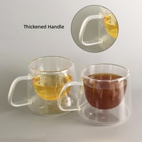 Mug en verre à double paroi isolé, service de fabrication de logo personnalisé, latte, cappuccino, lait, bureau, café, gobelet en borosilicate