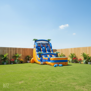 Toboggans aquatiques gonflables à thème coloré commerciaux, aire <span class=keywords><strong>de</strong></span> <span class=keywords><strong>jeux</strong></span> gonflable extérieure, toboggan aquatique gonflable en PVC, grand toboggan gonflable à sauter - Product Image 1