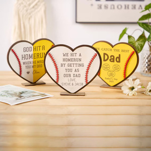 <span class=keywords><strong>Plaque</strong></span> <span class=keywords><strong>personnalisée</strong></span> en bois en forme de cœur pour baseball/softball, avec nom sur mesure, cadeau fête des pères, cadeau d'anniversaire, décoration intérieure, ornement de <span class=keywords><strong>bureau</strong></span> - Product Image 2