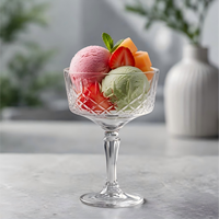 Bols à dessert en verre gaufré à rayures vintage, coupes à glace sur pied, coupes à sundae et yaourt épaissies, à double paroi, réutilisables