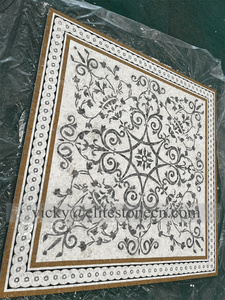 Jet Marble Inlay Border Design Eingang Marmor Bodenfliesen Muster Mosaik Wasserstrahl Medaillons Bodenbelag für Lobby - Product Image 3