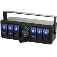 Boîtier de panneau de commutation à 6 interrupteurs pour camion, chargeur USB QC30, voiture, camping-car, bateau, 12V 24V, panneau de commutation en aluminium étanche avec voltmètre