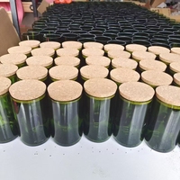 Bougeoir cylindrique de 8 oz en verre sodocalcique, fait main, écologique, de luxe, haut, recyclable, avec couvercle en bois, pour Noël