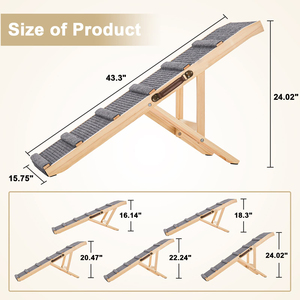 Zmaker Houten Hondenhelling Voor <span class=keywords><strong>Bed</strong></span> Verstelbare Hondentrappen Ladder Met Antislip Opvouwbare Draagbare Huisdierhelling Voor Bank - Product Image 2