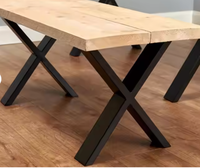 Support de table robuste noir peint adapté à la table à manger, table basse