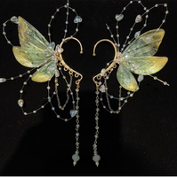 Accessoire de cheveux féerique avec pampilles et manchette d'oreille, boucles d'oreilles à franges style Hanfu chinois, ornement décoratif pour costume de cosplay, pour femme, idéal pour les fêtes