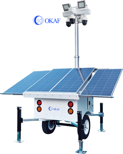 OKAF Portable Solar-Powered Mobile Tower,Ideal for Scenarios Requiring Temporary Mobile Monitoring and Lighting
