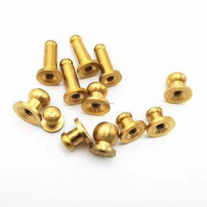 Brass mạ màu vàng bóng đầu đinh tán đinh tán 8mm Đường kính vít trở lại nút núm vú đinh tán cho Diy da thủ công - Product Image 2