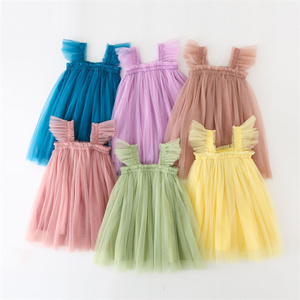 Robe de fille en Tulle à manches évasées pour enfant en bas âge, Logo personnalisé RTS - Product Image 1