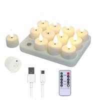 Bougie LED sans flamme 3D avec effet de scintillement, télécommande, minuterie, rechargeable, avec base de charge magnétique pour la décoration de table de Noël