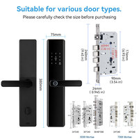 Produk terbaru S819-2 TTlock Tuya Wifi Zigbee App Cerradura kunci sandi sidik jari biometrik kunci kartu pegangan pintar kunci pintu Serrure