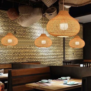 Rattan Pendant <b>Light</b> 40cm 50cm 60cm Diameter Led Round Shape For Hotels Guesthouses Bedroom - Product Image 2