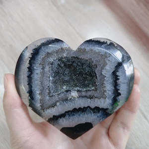 1pc Nature Quality Black Agate Geode Heart Cluster ,polished Black Agate Quartz,Boho Style for for Home Decoration and Gift - Product Image 5