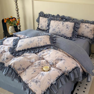 Set Sprei Kasur 11 Potong Gaya Retro Mewah, Bahan Linen Jacquard Tebal yang Dicuci, Tahan Air, Isi Wol 300tc, Cocok untuk Asrama - Product Image 4