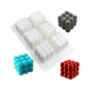 Moldes de vela de silicone 3d com 6 couros, ferramenta abrasiva, grande, para bolo, diy, para assar, bola mágica 3d