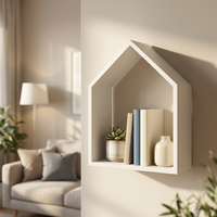 Étagère murale flottante en forme de maison en bois blanc pour la décoration de la chambre d'enfant et du salon