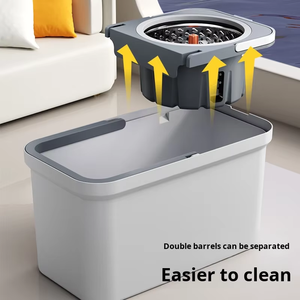 Vadrouille rotative réutilisable à 360 ° en acier inoxydable + PP + microfibre avec poignée télescopique pour sols carrelés - Product Image 4