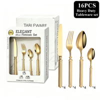 Ensemble de couverts en acier inoxydable de qualité supérieure, 16 pièces, épais, poli miroir 304, vaisselle pour la salle à manger familiale, boîte cadeau
