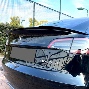 Tesla Model 3 Rear Trunk Spoiler Wing Piano Black Carbon Fiber Texture ABS Material 3m Tape Installation - Product Image 3